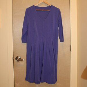 Soft Surroundings Women's Zigzag Pleated Dress, Size XL, Purple, ¾ Sleeve